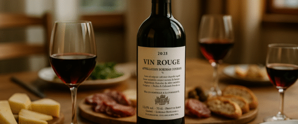 Etiquetage bouteille vin alimentaire
